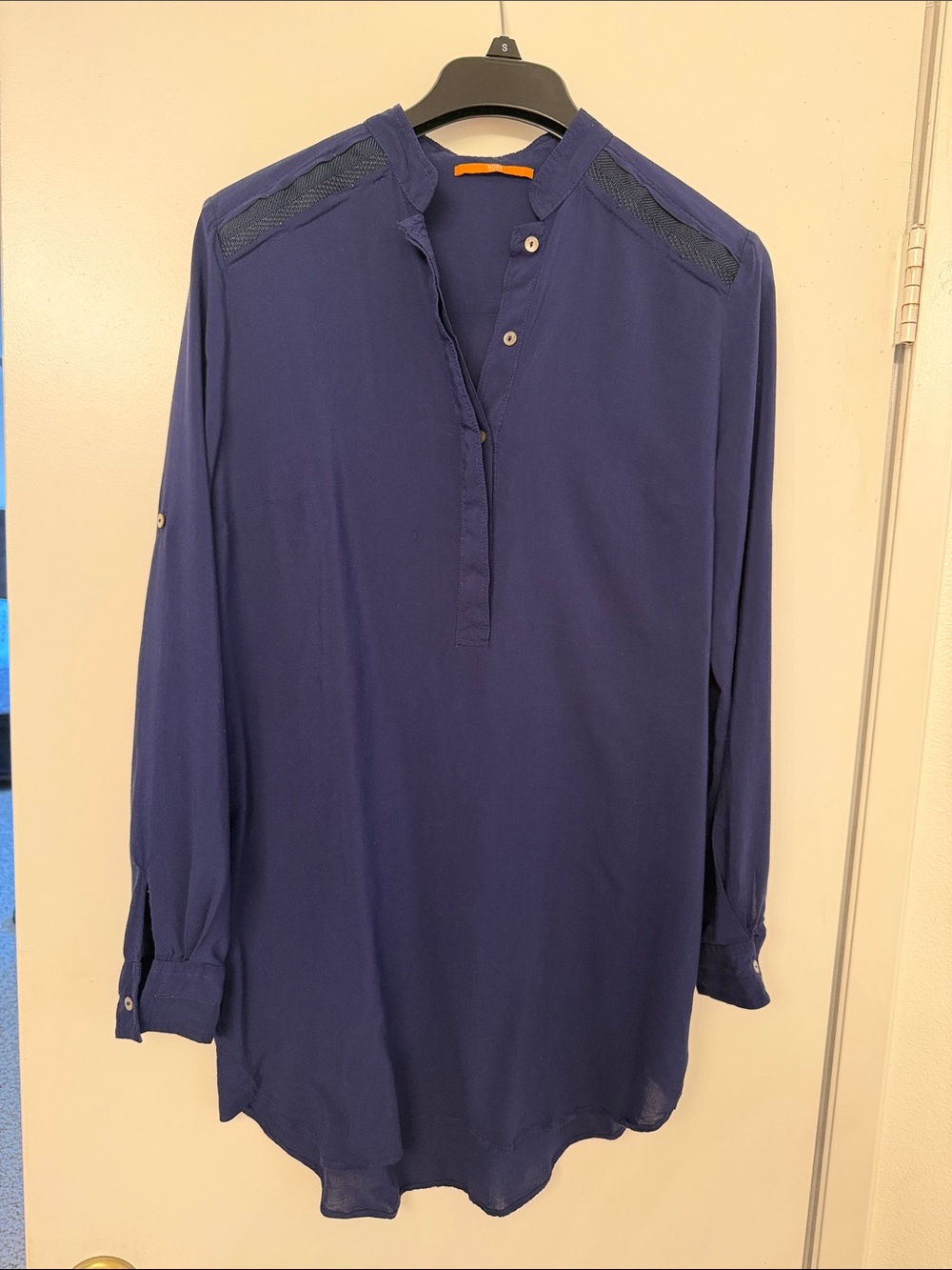Long Sleeve Navy women tunika dress with belt